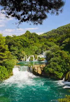 Waterfall KRKA In Croatia Royalty Free Stock Image
