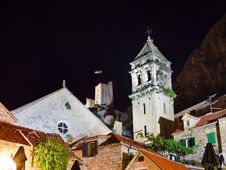 Old Fort In Omis, Croatia At Night Royalty Free Stock Images Old Fort In Omis, Croatia At Night Royalty Free Stock Images