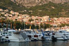 Sunset In Makarska, Croatia. Yaht S Port. Stock Image Sunset In Makarska, Croatia. Yaht S Port. Stock Image