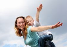 Mother With Her Son Outdoors Stock Photo Mother With Her Son Outdoors Stock Photo