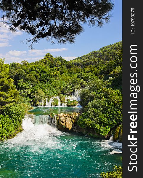 Waterfall KRKA in Croatia - nature travel background