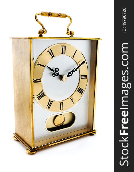Gold Carriage Clock Over White