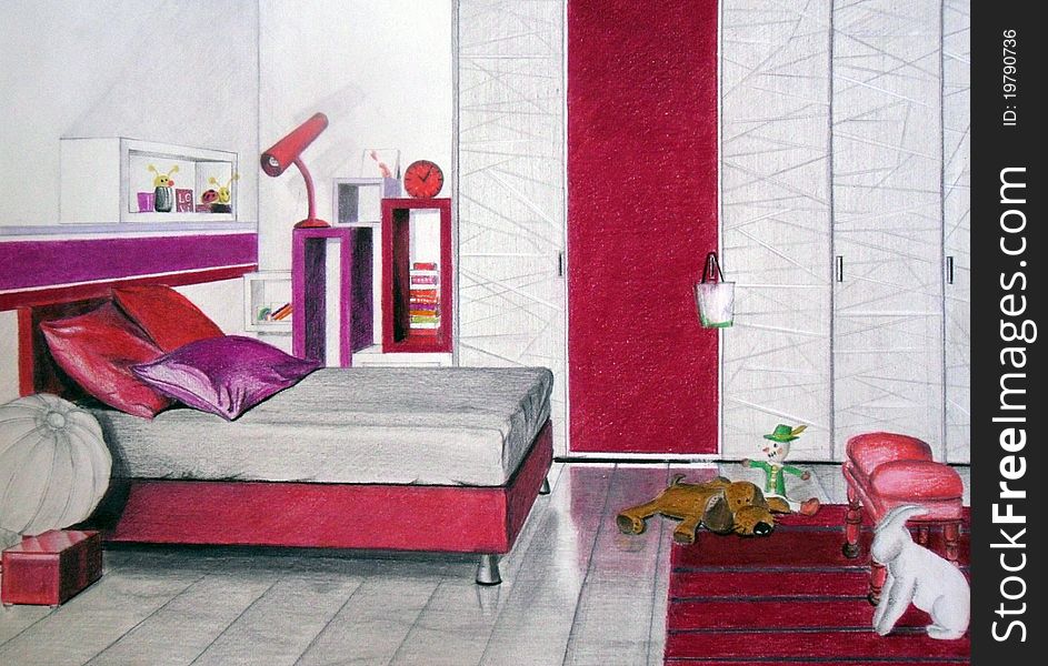 Bedroom Sketch Red