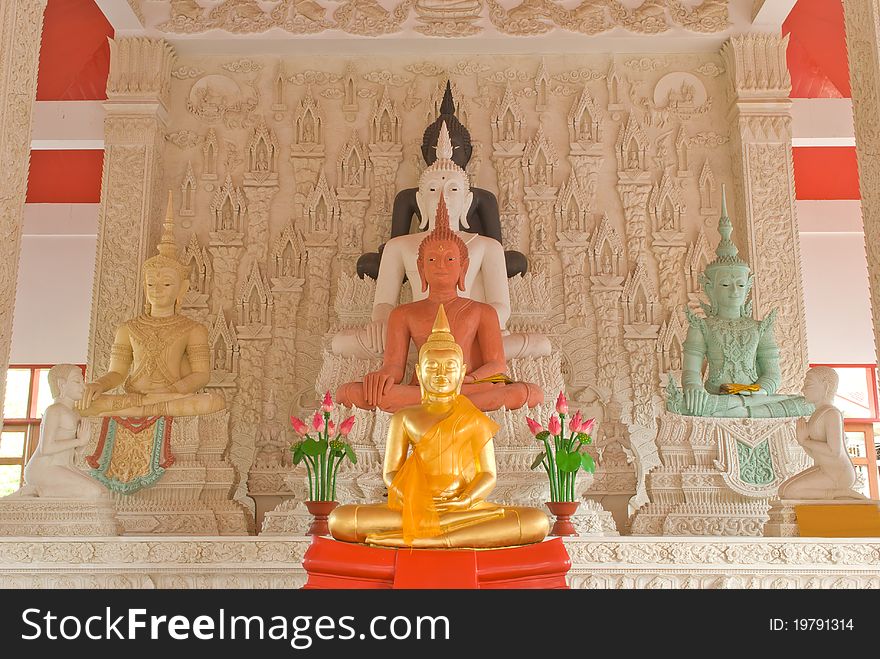 Buddha statues and angel in church ,Thailand. Buddha statues and angel in church ,Thailand