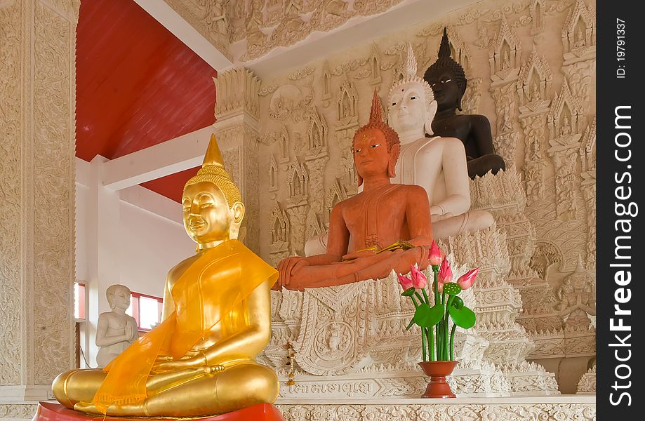 Buddha statues and angel in church ,Thailand. Buddha statues and angel in church ,Thailand