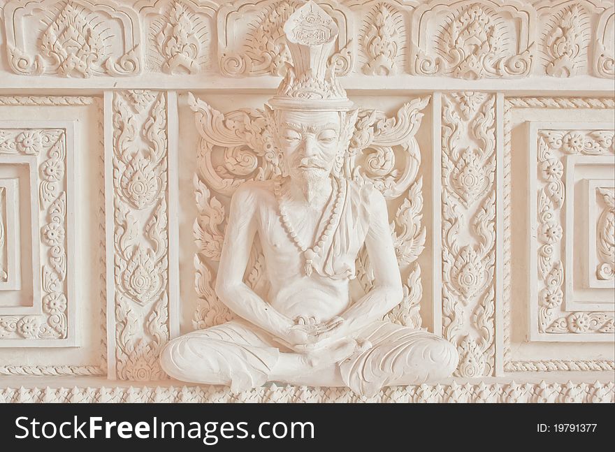 Ascetic statue in Thai style molding art ,Thailand