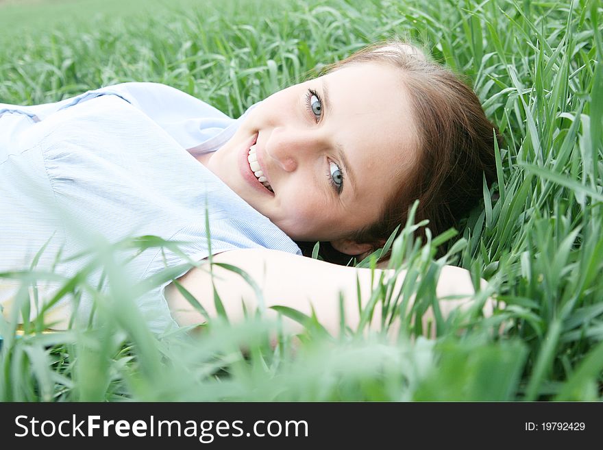 Girl lying on the grass. Girl lying on the grass