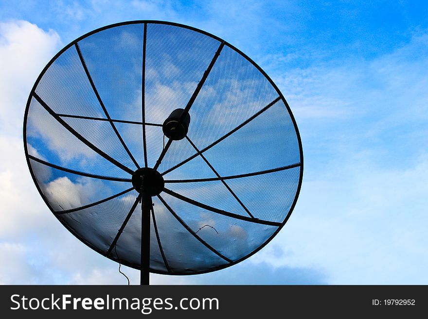 Technology dish receiver on the blue sky. Technology dish receiver on the blue sky.