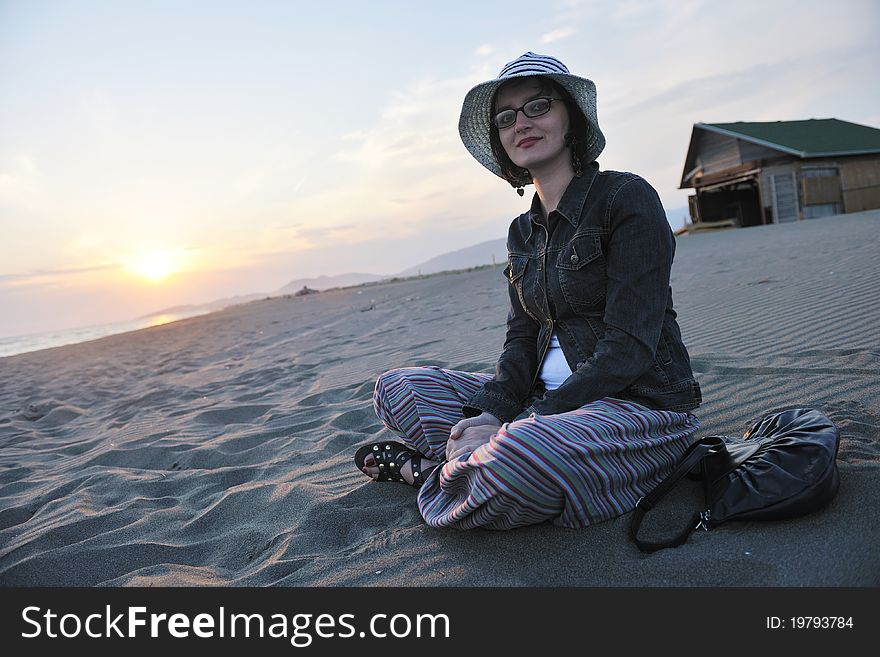 Young Woman Enjoy On Beach