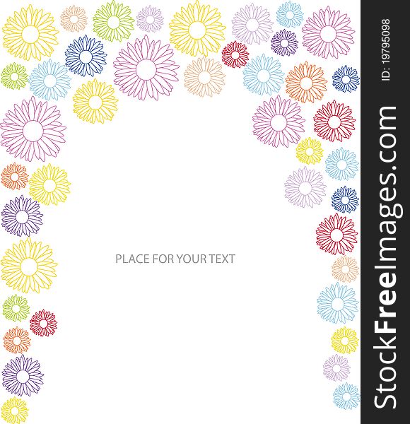 Abstract frame with color flower silhouettes and place for your text. Abstract frame with color flower silhouettes and place for your text