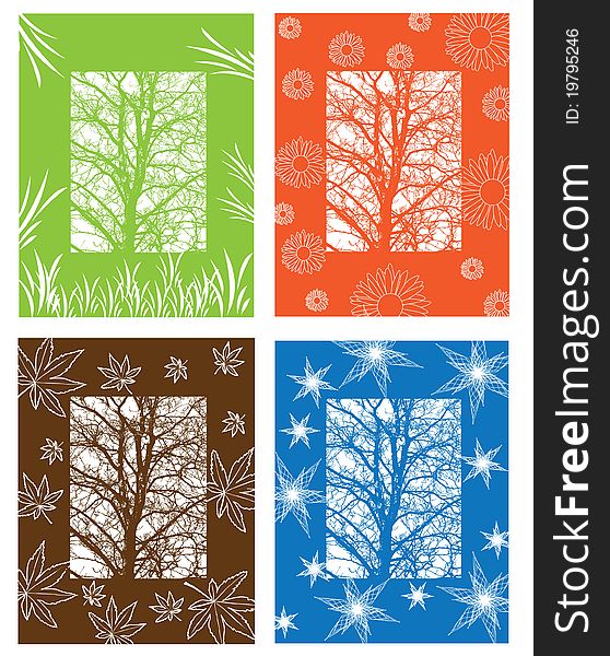 Illustration of four season symbols in different colors. Illustration of four season symbols in different colors