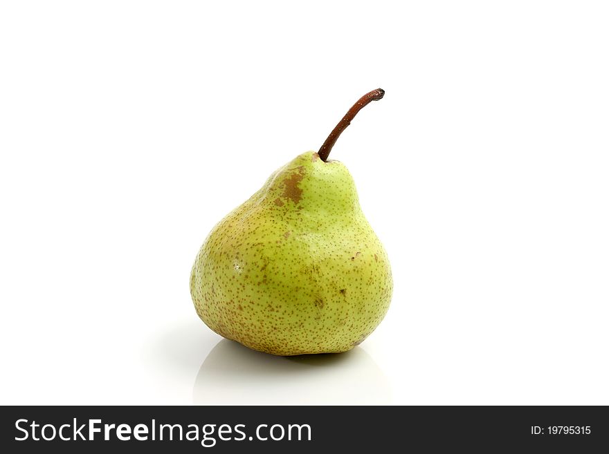 Green pear isolated on white background