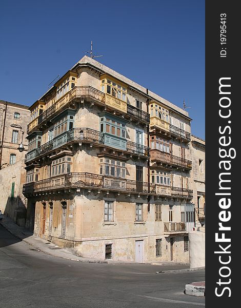 Old building in Valetta / Malta with nice balconies. Old building in Valetta / Malta with nice balconies