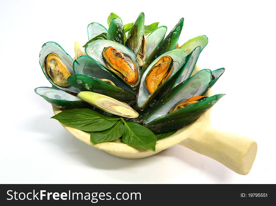 Grilled fresh Mussels, Delicious Seafood. Grilled fresh Mussels, Delicious Seafood