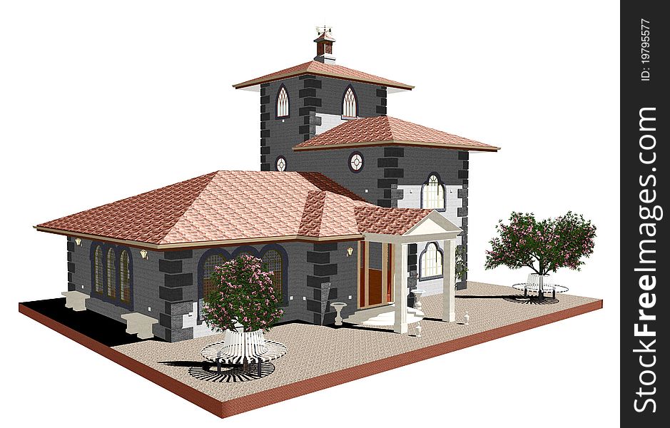 Ancient Old Church-3D