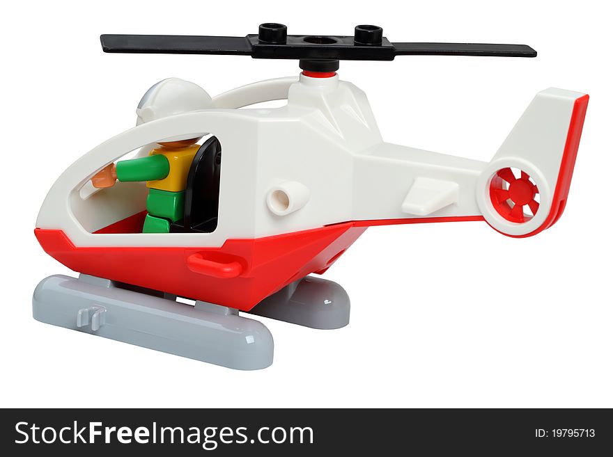 Plastic Children Toy Helicopter isolated on a white background. Plastic Children Toy Helicopter isolated on a white background