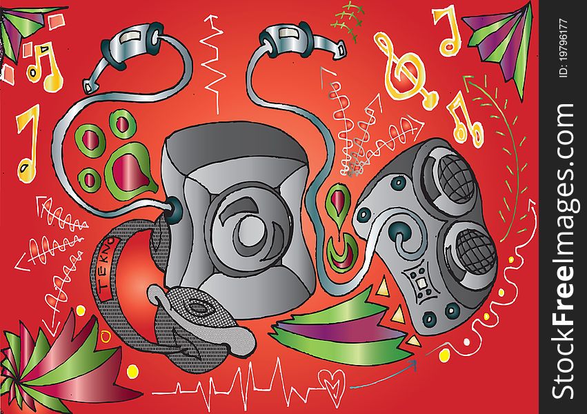 Illustration simply of a sound music. Illustration simply of a sound music