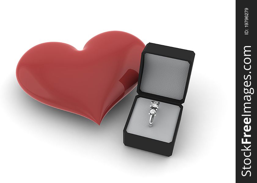 Heart and ring for present