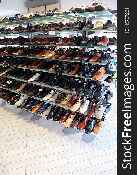 Men shoes in a store. Men shoes in a store