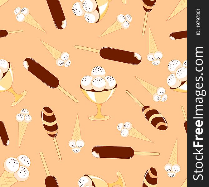 Ice-cream seamless pattern. Vector background.