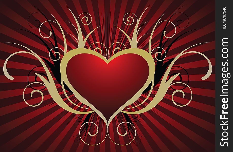 Red background with a beautiful heart