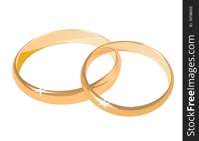Two wedding rings isolated,  illustration. Two wedding rings isolated,  illustration