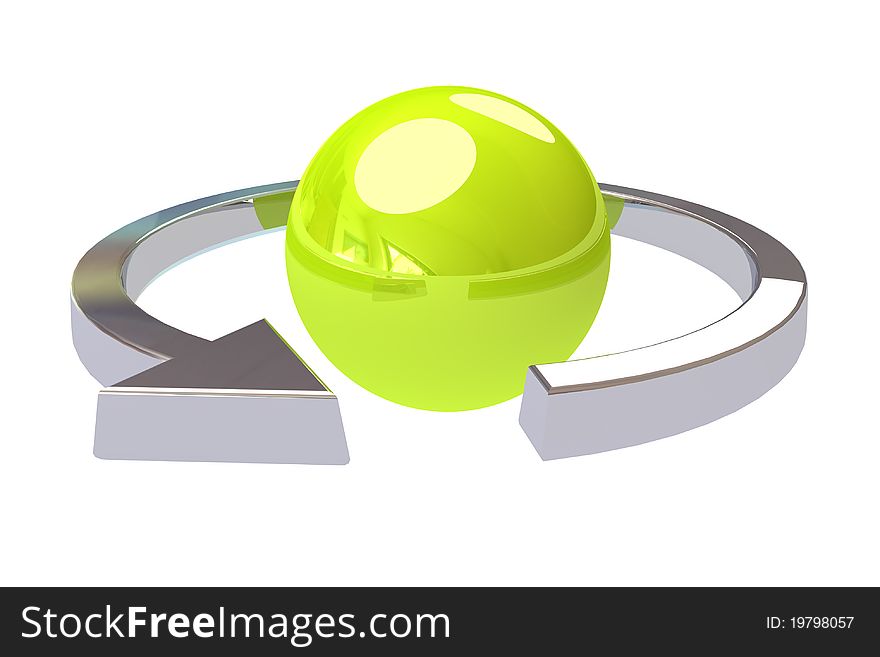 3d render of a abstract sphere with a arrow