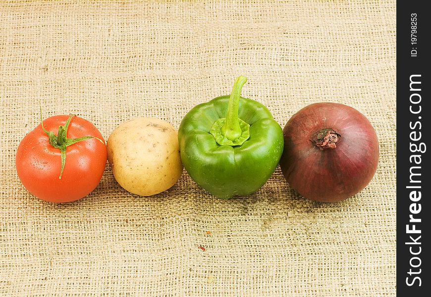 Erganic tomato,potato,pepper and onion. Erganic tomato,potato,pepper and onion