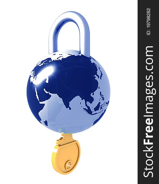 Planet the earth as a lock with a key in it