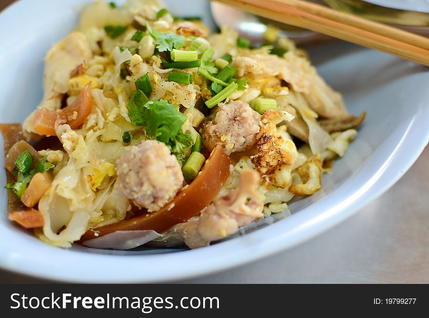 Asian style noodle with pork and fish ball