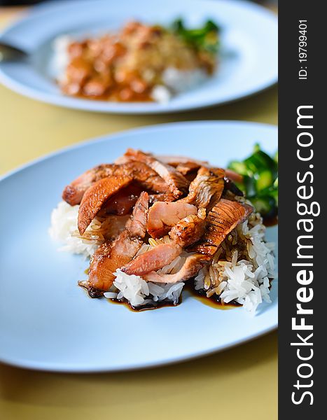 Teriyaki pork rice , Asian style food