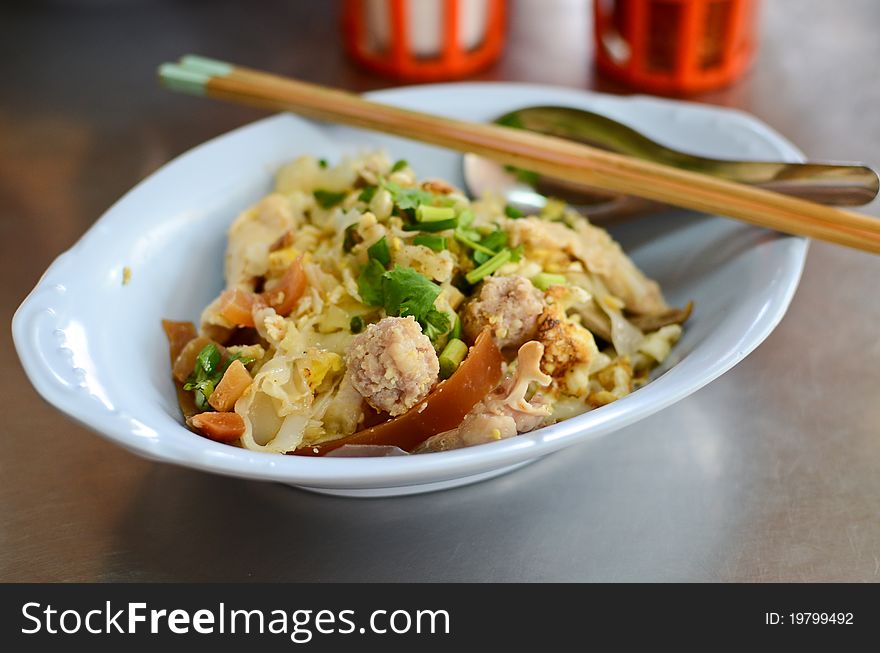 Asian style noodle with pork and fish ball