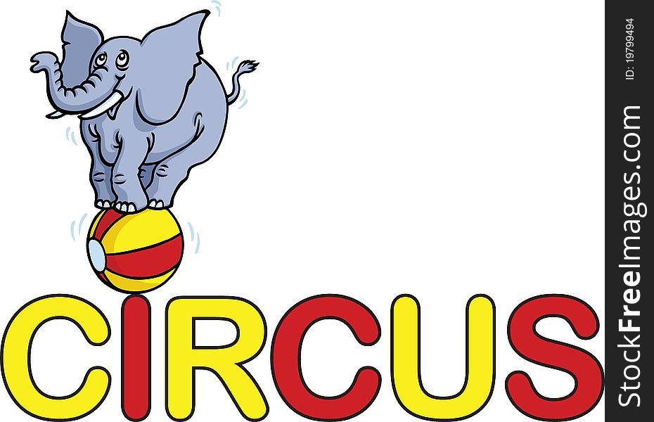 An elephant's doing a circus trick on a ball. An elephant's doing a circus trick on a ball.
