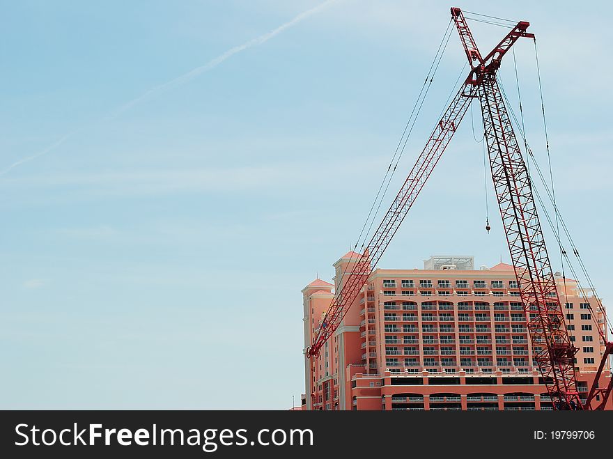 Large Construction Crane And Tall Building