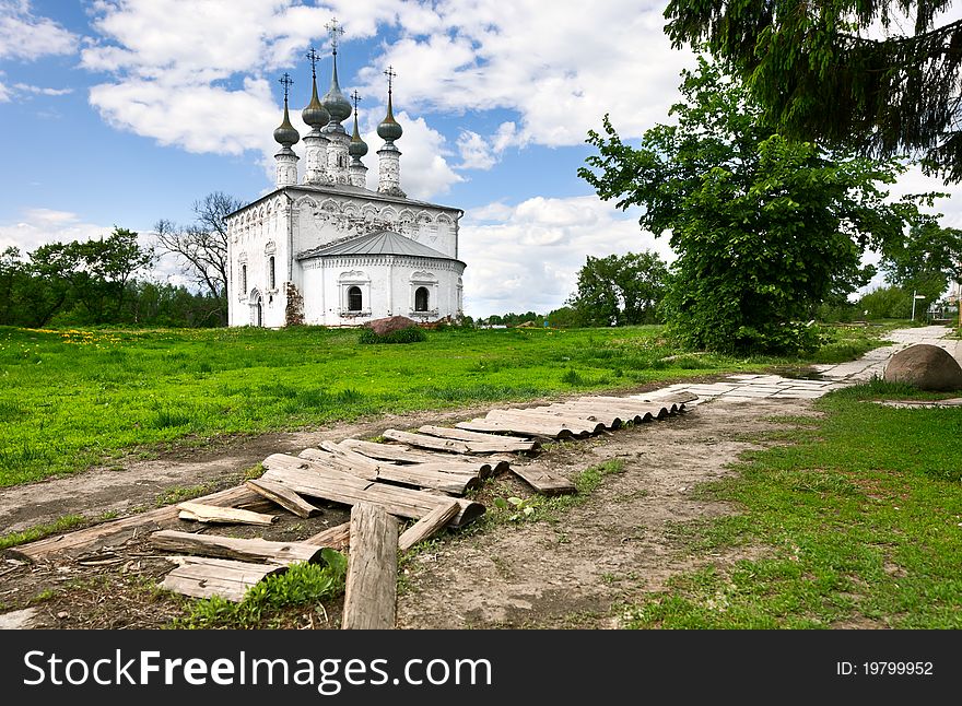 Traditional russian church in ancient town Suzdal.