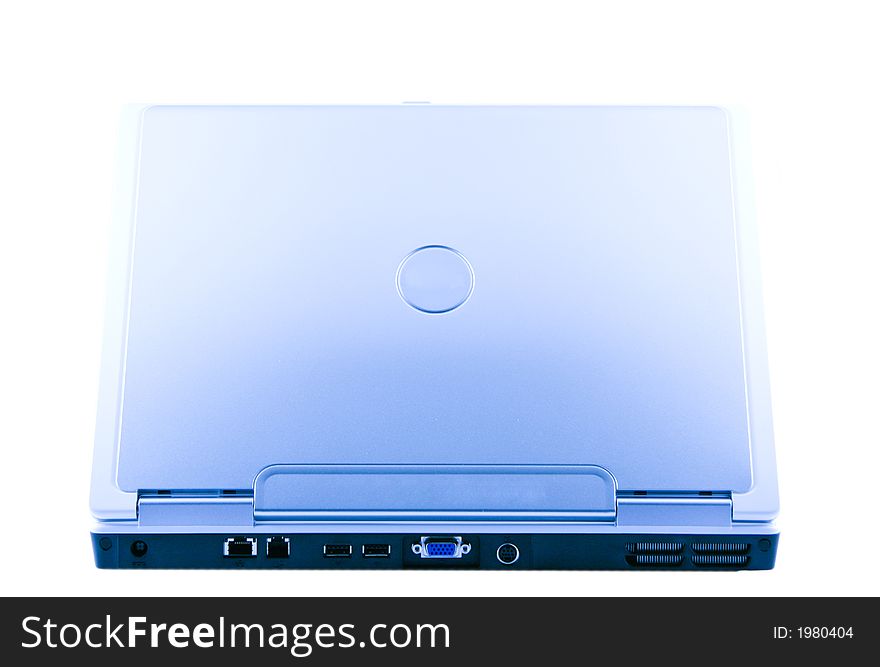 Nice blue laptop isolated on a white background