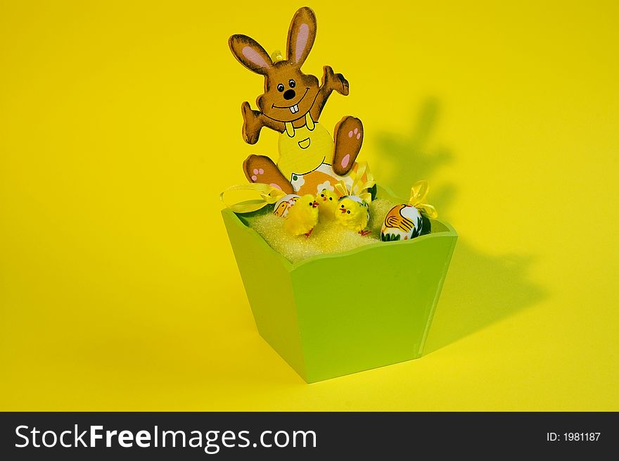 Painted Easter Eggs, Ducks And Bunny