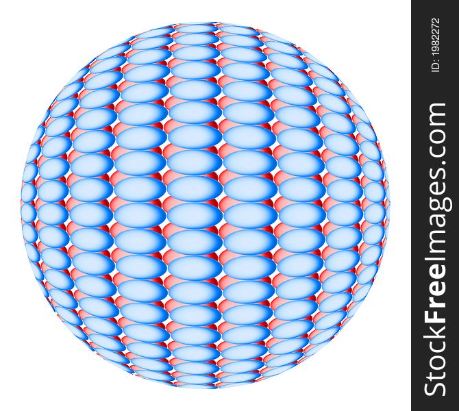 Sphere From Components Of Dark Blue And Red Color