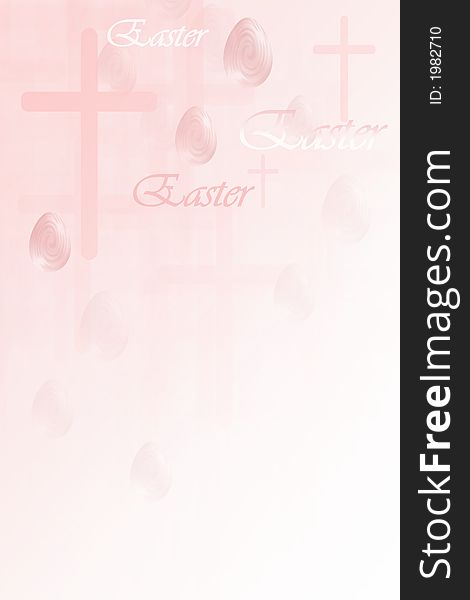 Pretty illustration with easter eggs and cross over pink background .Great holiday stationary template with lots of room for text. Pretty illustration with easter eggs and cross over pink background .Great holiday stationary template with lots of room for text.