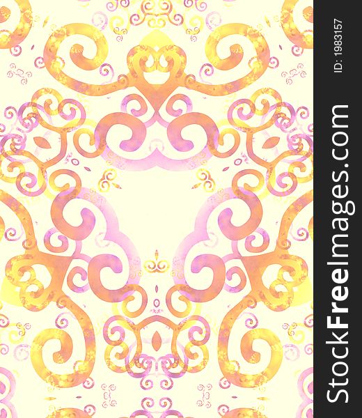 Gold Pink Artsy Swirls Pattern