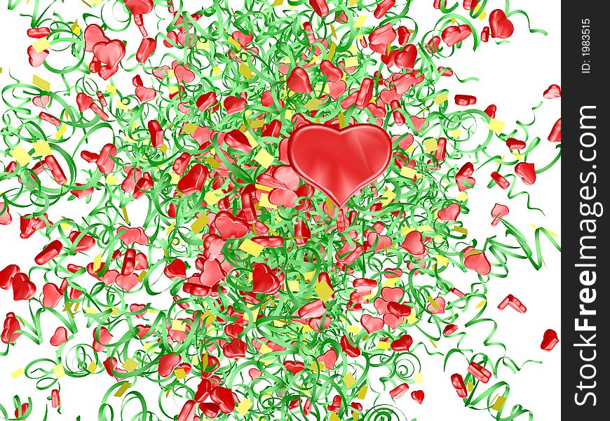One red heart on white background