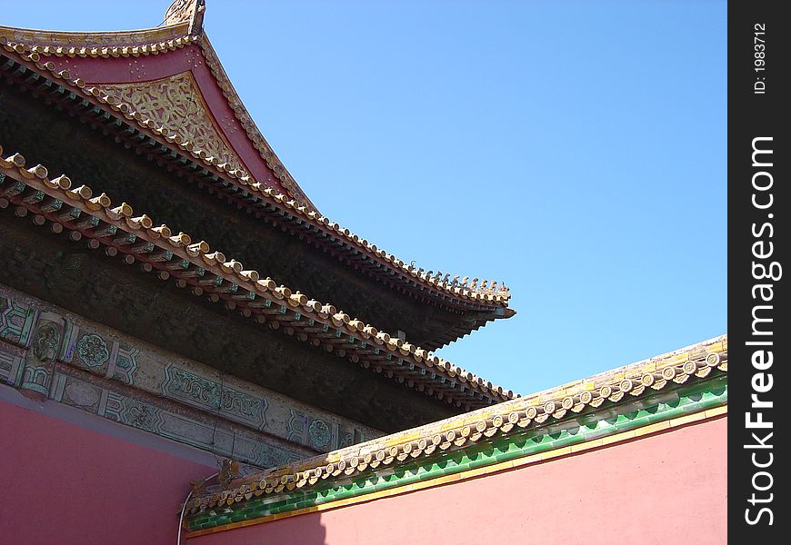 Architectural features of a Chinese palace.  Taken in Beijing, China.