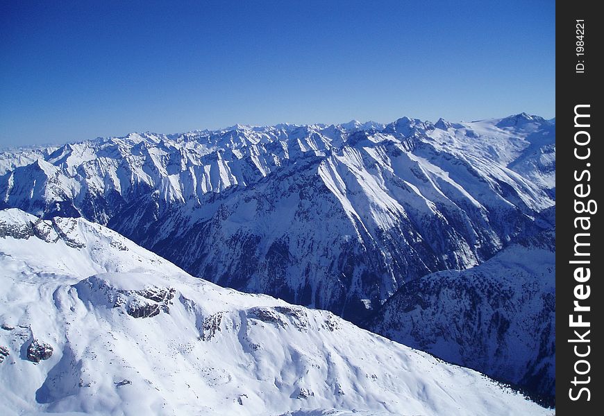 A view on cold mountains in austria