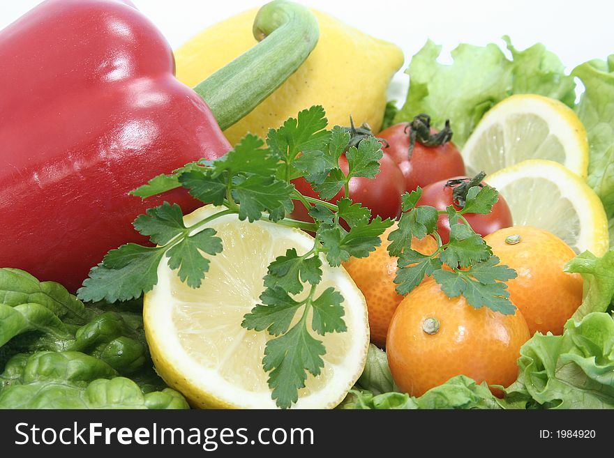 Bunch of fresh vegetables and lemon. Bunch of fresh vegetables and lemon