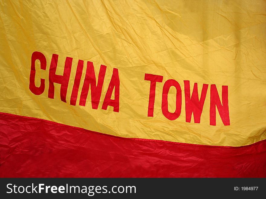 The words 'China Town' on a banner during Chinese New Year festival