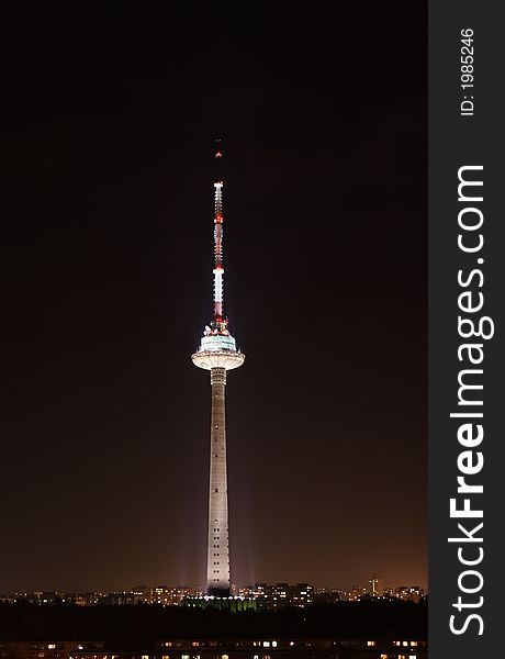 Tv tower in Vilnius at night. Tv tower in Vilnius at night