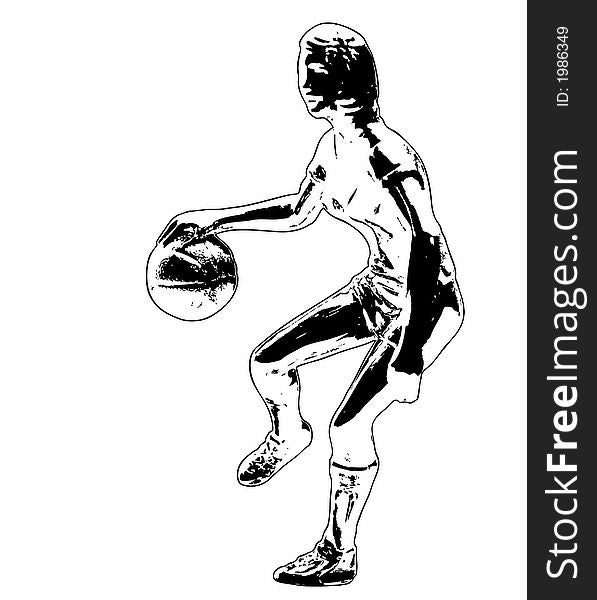 Illustration of a female basketball player isolated on a white background.  Also available as a vector image. Illustration of a female basketball player isolated on a white background.  Also available as a vector image.