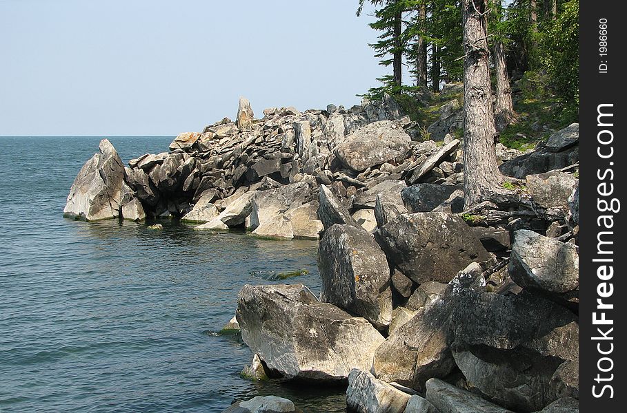 Conglomeration of rock on the Baikal lakeside