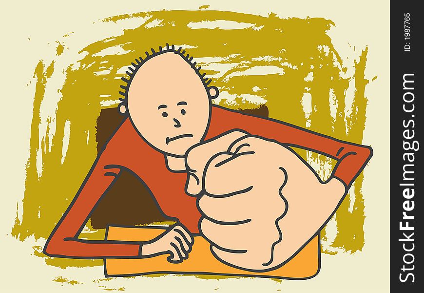 Determined man  illustration with a fist in front