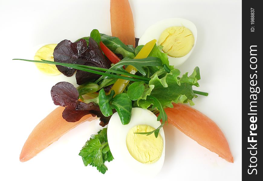 Salad of vegetables and tomato with boiled egg. Salad of vegetables and tomato with boiled egg